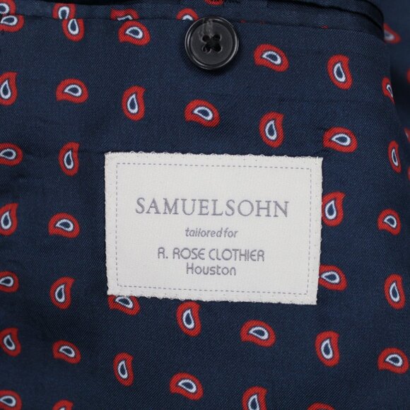 Samuelsohn Blazer Mens 44L Black Wool 2 Button Single Vent Sports Jacket Coat - Picture 7 of 13